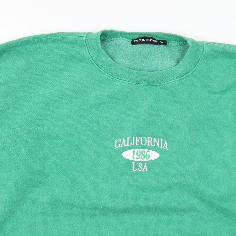 PRETTYLITTLETHING Mens Green Polyester Pullover Sweatshirt Size M - California