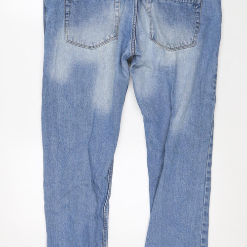AW85 Mens Blue Cotton Straight Jeans Size 36 L30 in Slim