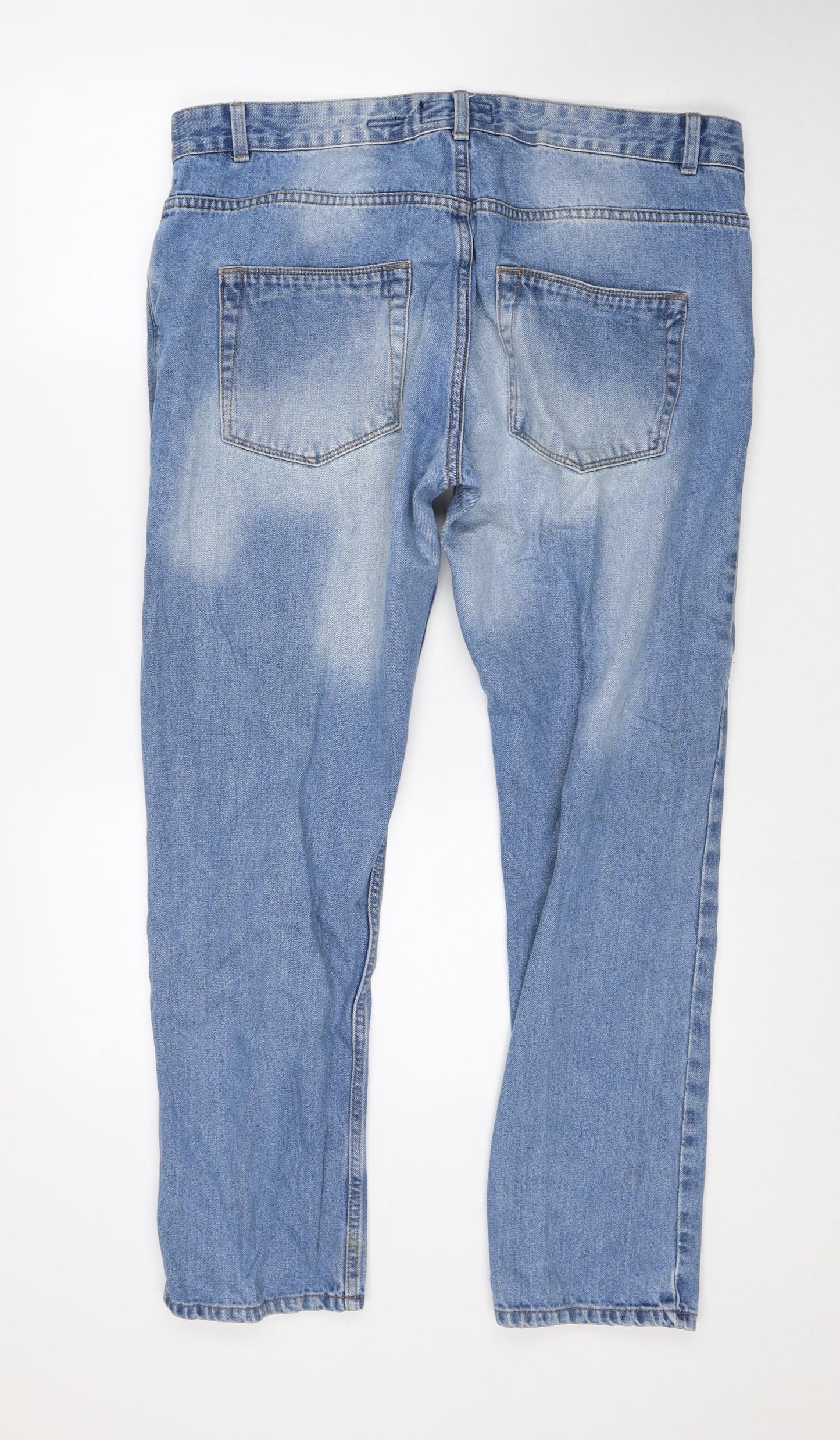 AW85 Mens Blue Cotton Straight Jeans Size 36 L30 in Slim
