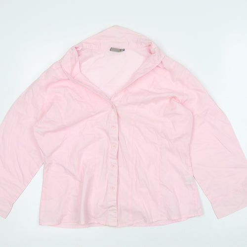 TU Womens Pink Polyester Basic Button-Up Size 14 Collared