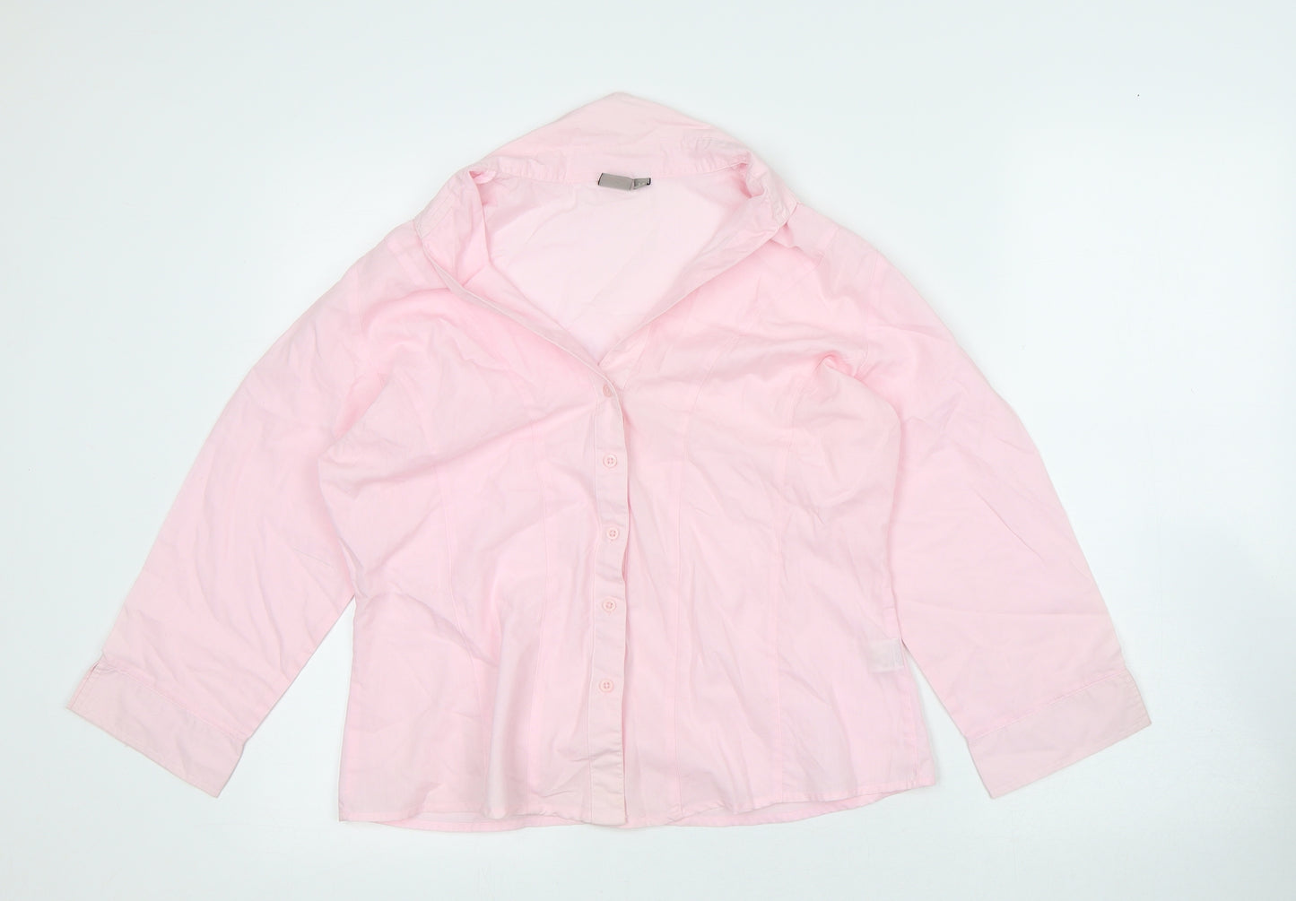 TU Womens Pink Polyester Basic Button-Up Size 14 Collared
