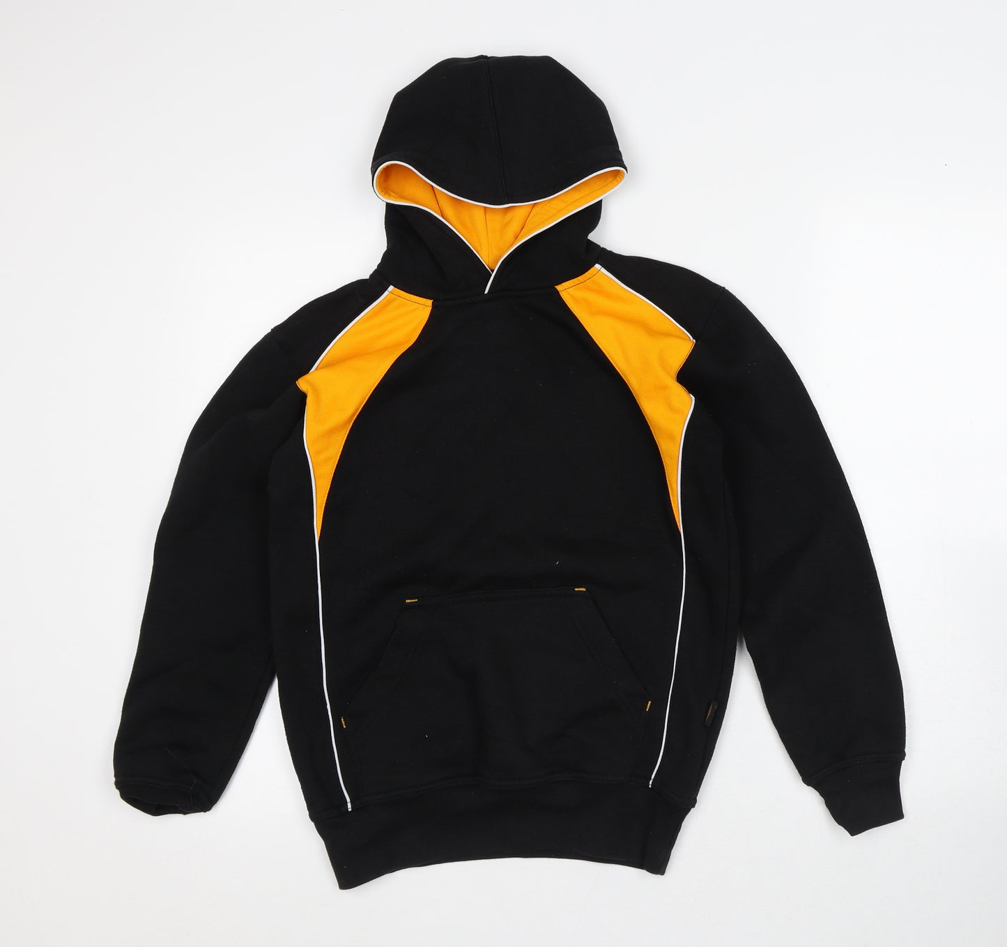 Preworn Mens Black Striped Polyester Pullover Hoodie Size S