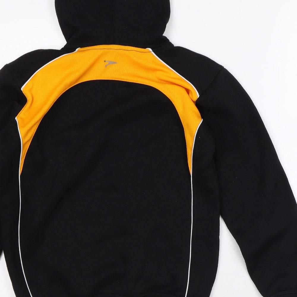 Preworn Mens Black Striped Polyester Pullover Hoodie Size S