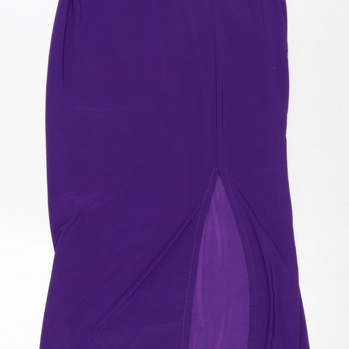 Boohoo Womens Purple Polyester Maxi Size 8 One Shoulder