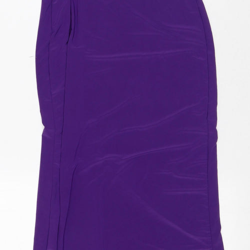 Boohoo Womens Purple Polyester Maxi Size 8 One Shoulder