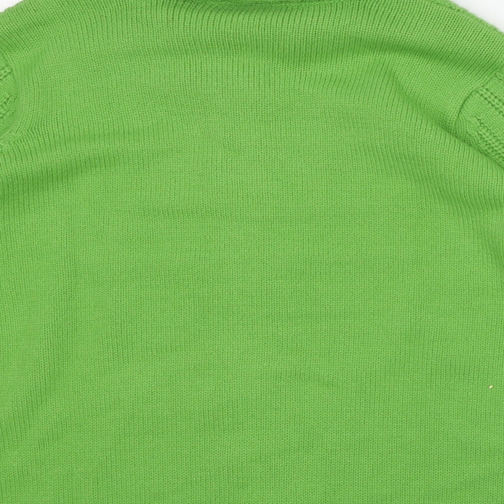 Being Casual Womens Green Collared Acrylic Cardigan Jumper Size 16