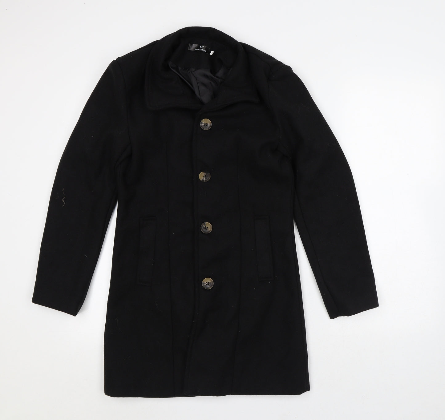 Mymstorm Womens Black Trench Coat Coat Size M