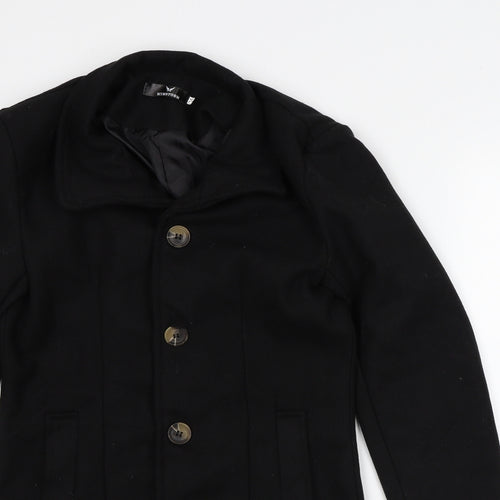 Mymstorm Womens Black Trench Coat Coat Size M