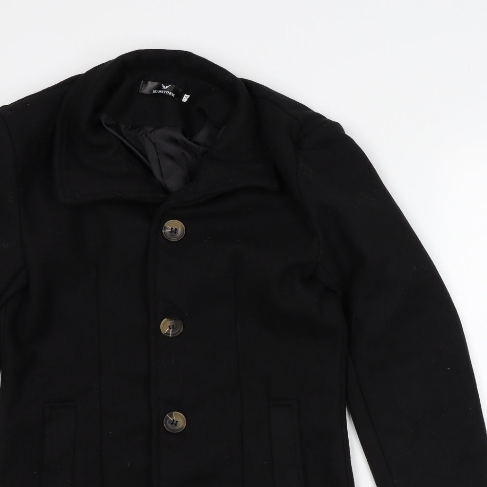 Mymstorm Womens Black Trench Coat Coat Size M