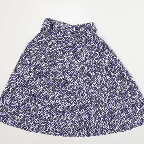 Marks and Spencer Womens Blue Geometric Linen A-Line Skirt Size 14