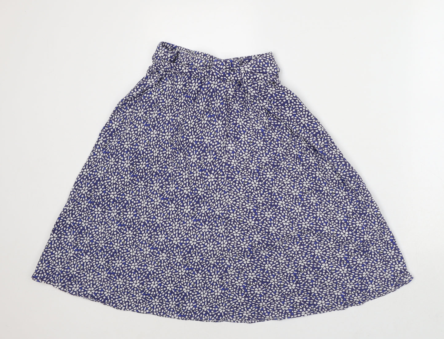Marks and Spencer Womens Blue Geometric Linen A-Line Skirt Size 14