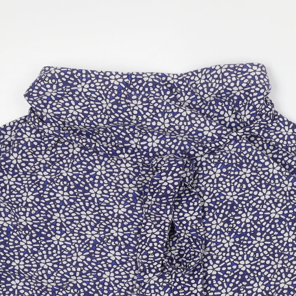 Marks and Spencer Womens Blue Geometric Linen A-Line Skirt Size 14