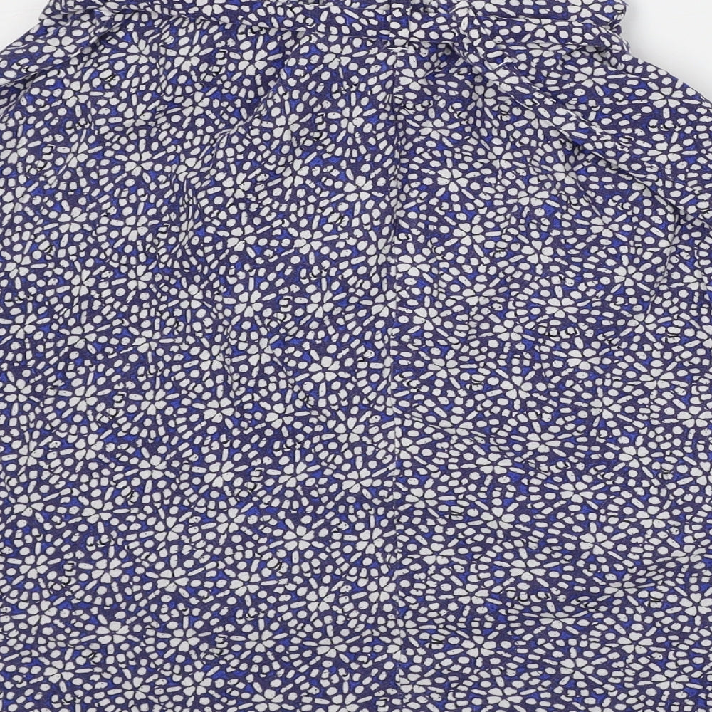 Marks and Spencer Womens Blue Geometric Linen A-Line Skirt Size 14