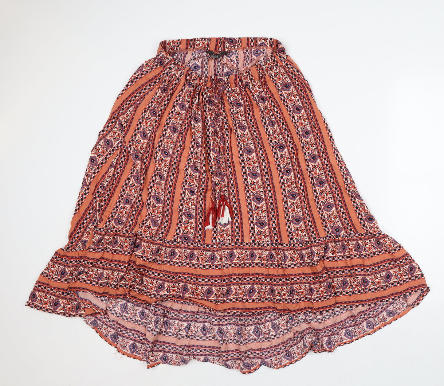 Primark Womens Orange Geometric Viscose Maxi Skirt Size 14