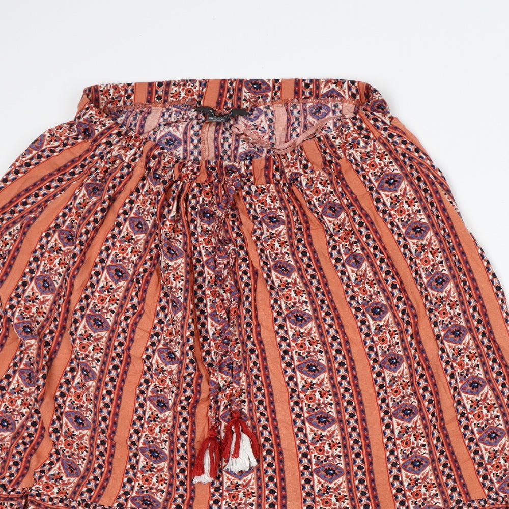 Primark Womens Orange Geometric Viscose Maxi Skirt Size 14
