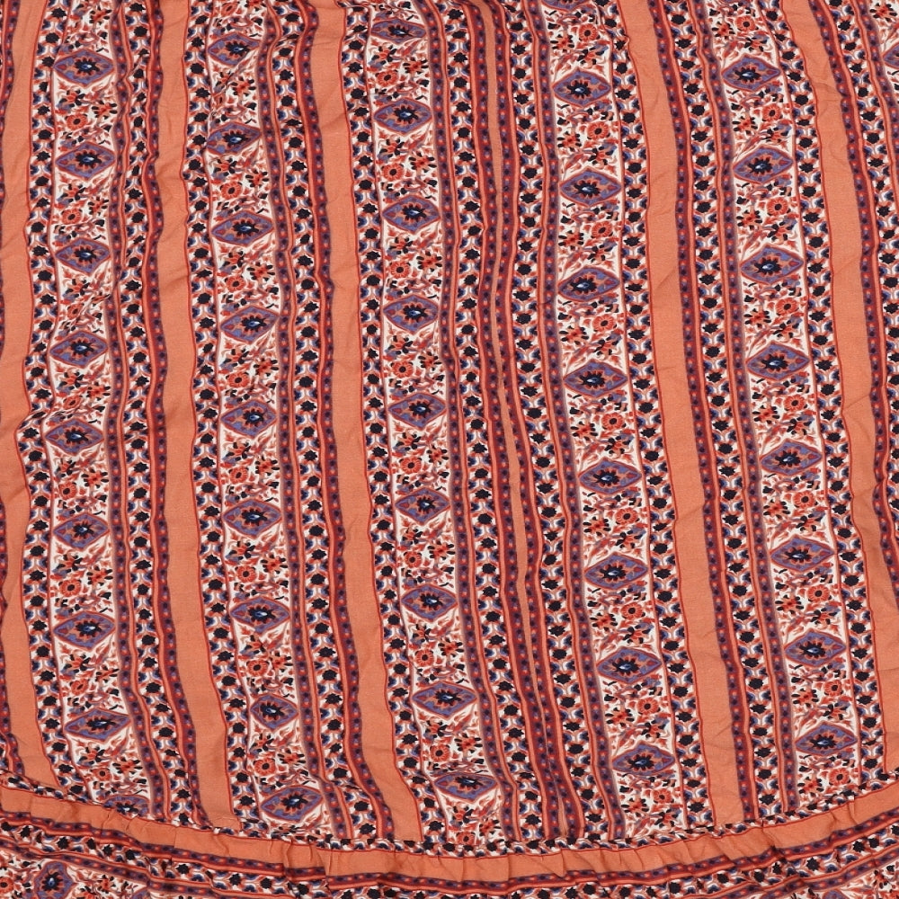 Primark Womens Orange Geometric Viscose Maxi Skirt Size 14