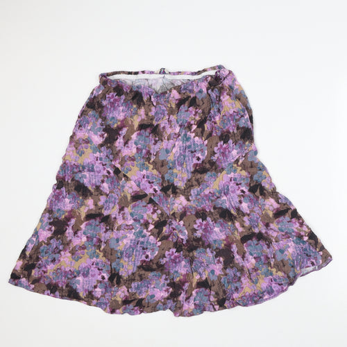 Classic Womens Purple Geometric Viscose A-Line Skirt Size 12