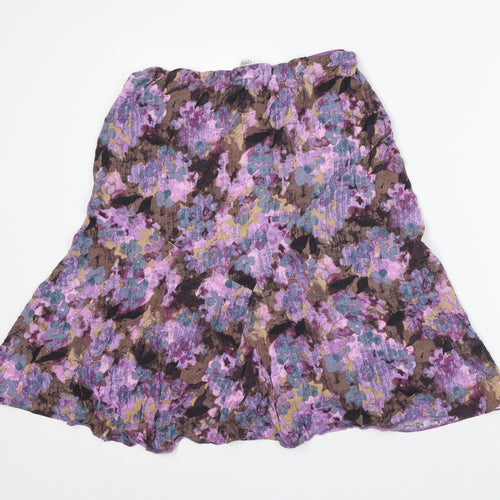 Classic Womens Purple Geometric Viscose A-Line Skirt Size 12