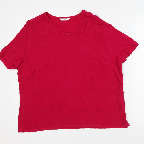 Marks and Spencer Womens Pink Viscose Basic T-Shirt Size 12 V-Neck