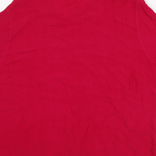 Marks and Spencer Womens Pink Viscose Basic T-Shirt Size 12 V-Neck