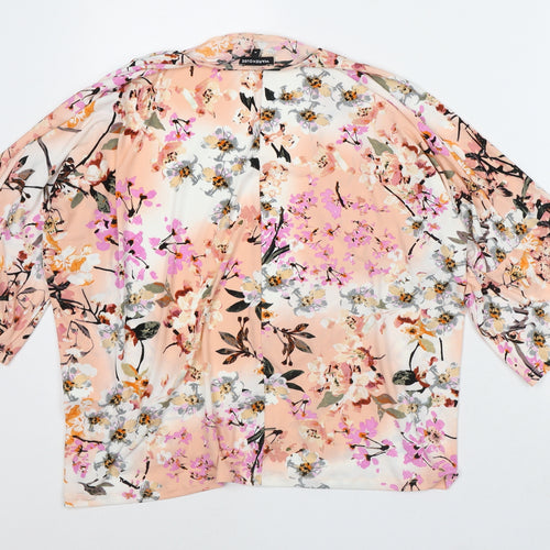 Warehouse Womens Pink Round Neck Floral Polyester Cardigan Jumper Size M