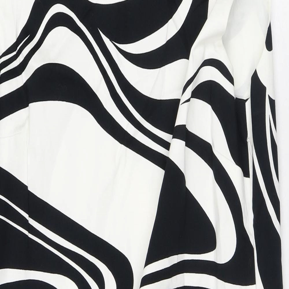 George Womens White Geometric Cotton A-Line Size 20 Round Neck