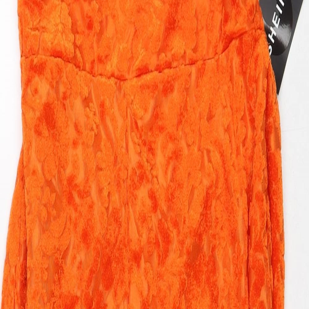 SheIn Womens Orange Geometric Polyester Playsuit One-Piece Size L L30 in