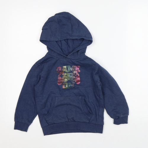 Jeff & Co Boys Blue Geometric Cotton Pullover Hoodie Size 5-6 Years - Game on
