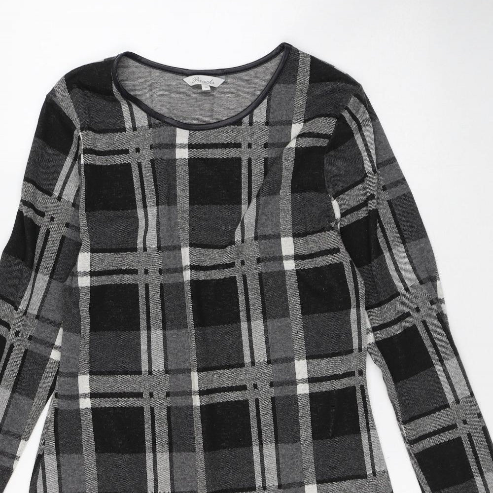 Peacocks Womens Grey Plaid Polyester Pencil Dress Size 16 Round Neck