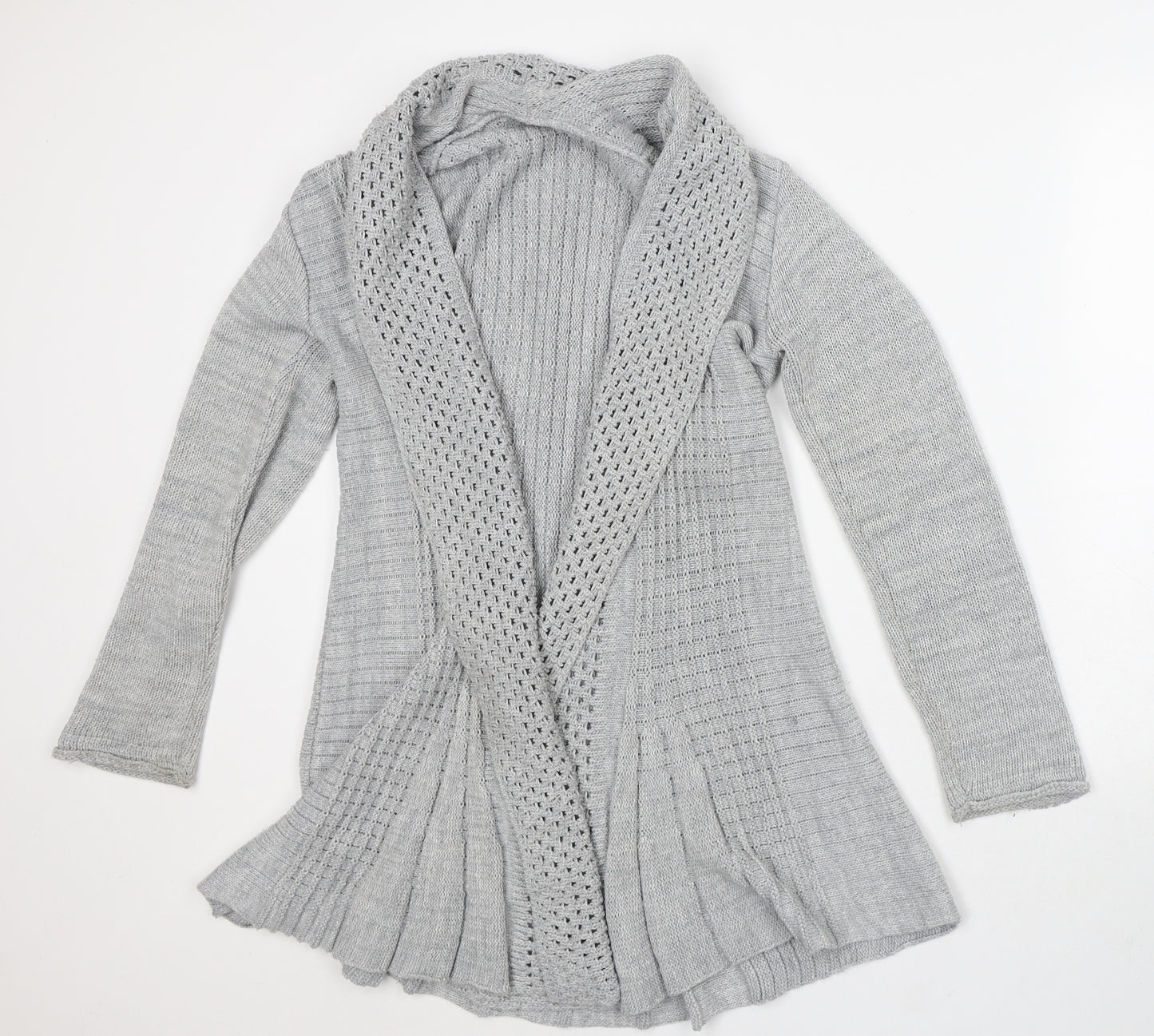 Preworn Womens Grey Round Neck Cotton Cardigan Jumper Size M