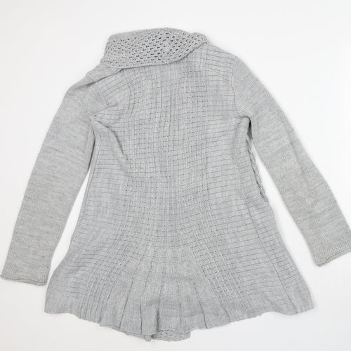 Preworn Womens Grey Round Neck Cotton Cardigan Jumper Size M