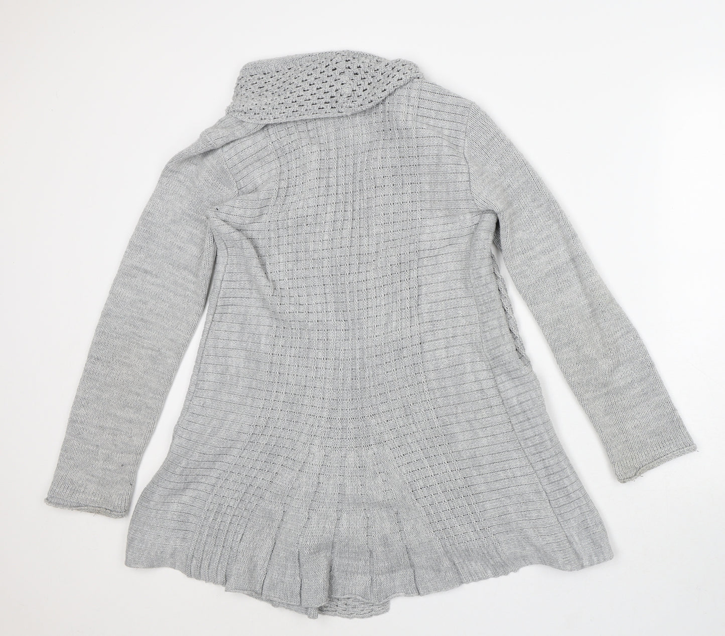 Preworn Womens Grey Round Neck Cotton Cardigan Jumper Size M