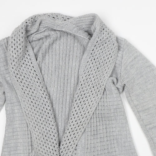 Preworn Womens Grey Round Neck Cotton Cardigan Jumper Size M