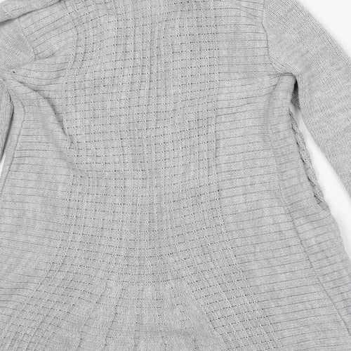 Preworn Womens Grey Round Neck Cotton Cardigan Jumper Size M