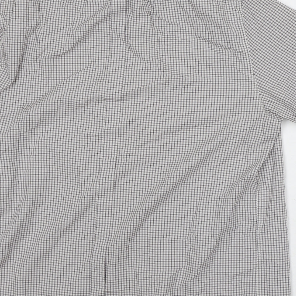 NEXT Mens White Plaid Cotton Button-Up Size L Collared