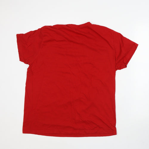 Primark Mens Red Cotton T-Shirt Size XL Crew Neck - Wales
