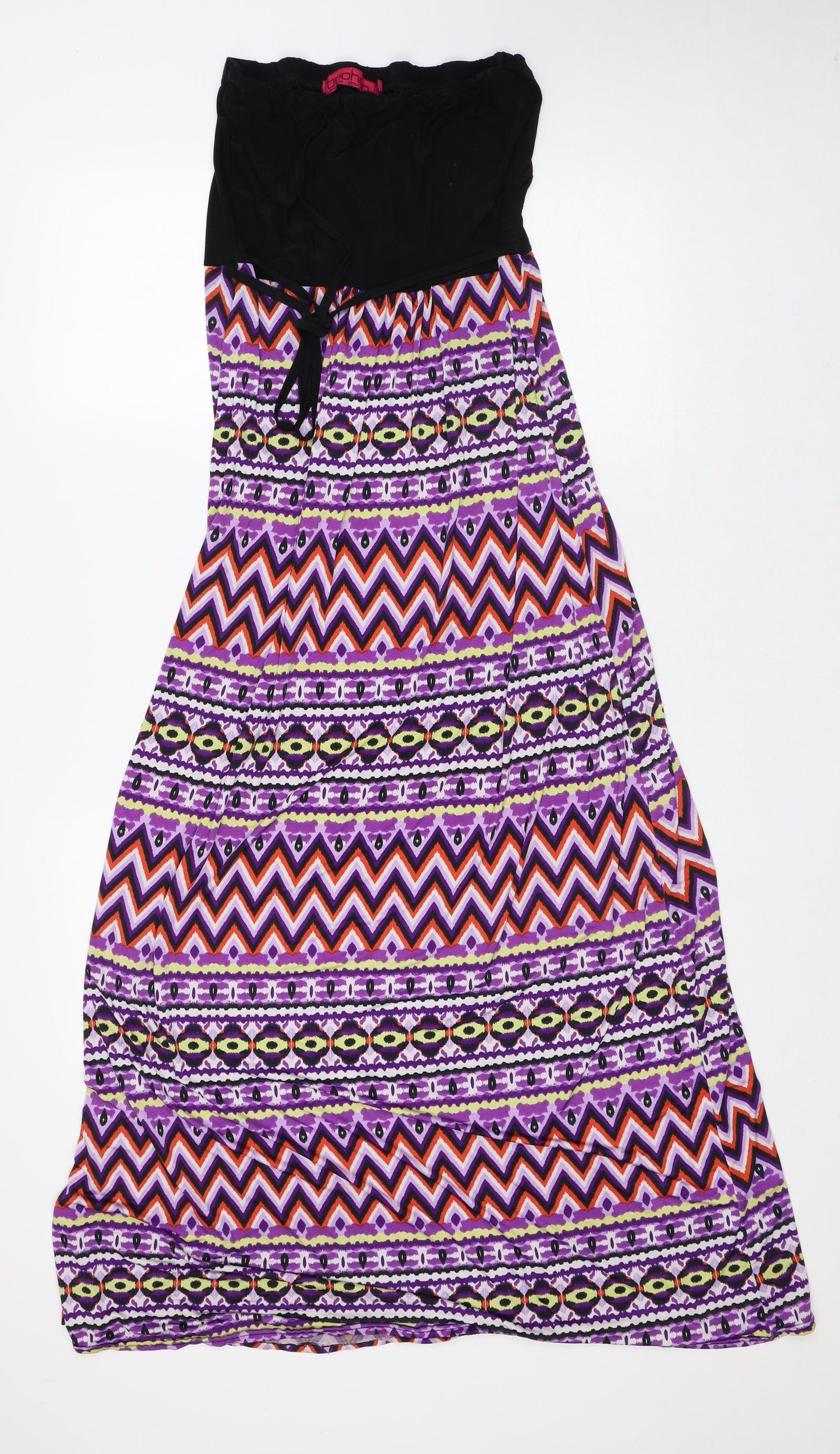 Boohoo Womens Multicoloured Geometric Polyester Maxi Size 16 Off the Shoulder
