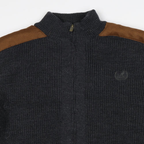 Kangol Mens Grey High Neck Acrylic Pullover Jumper Size XL - Fleece Lined