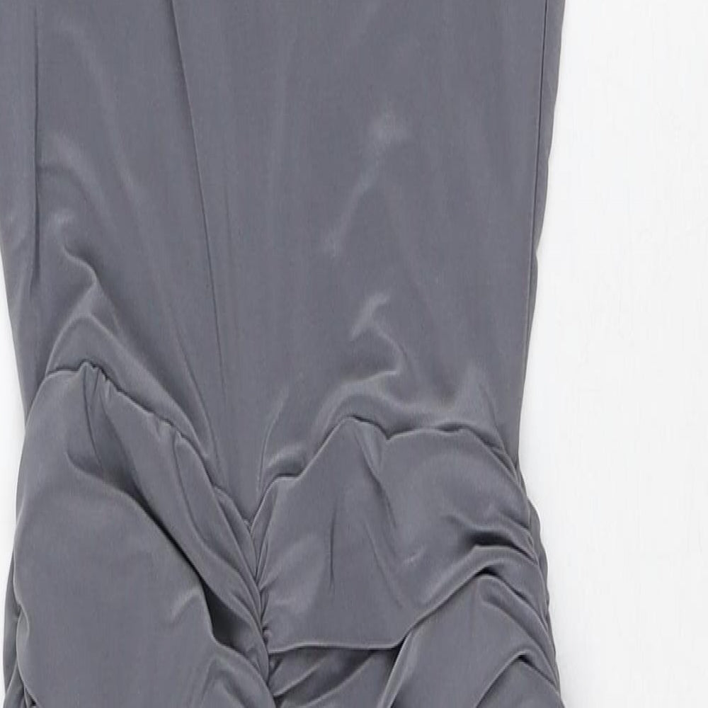 PRETTYLITTLETHING Womens Grey Polyester Bodycon Size 6 V-Neck