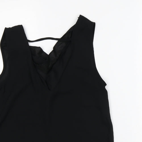 F&F Womens Black Polyester Basic Tank Size 6 V-Neck