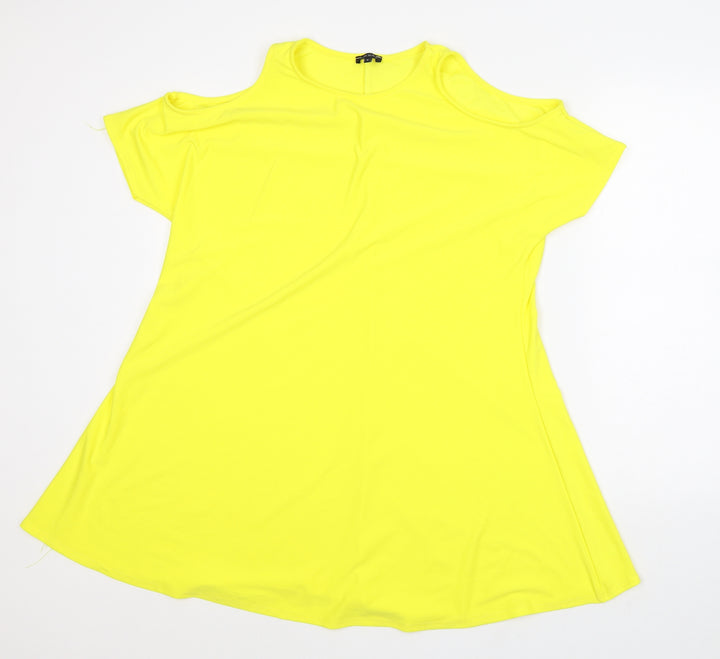 River Island Womens Yellow Polyester A-Line Size 8 Round Neck