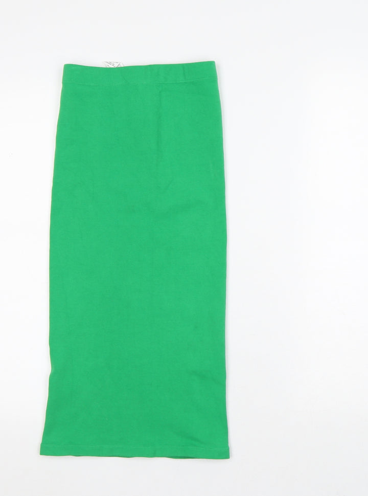 Zara Womens Green Cotton Straight & Pencil Skirt Size XS