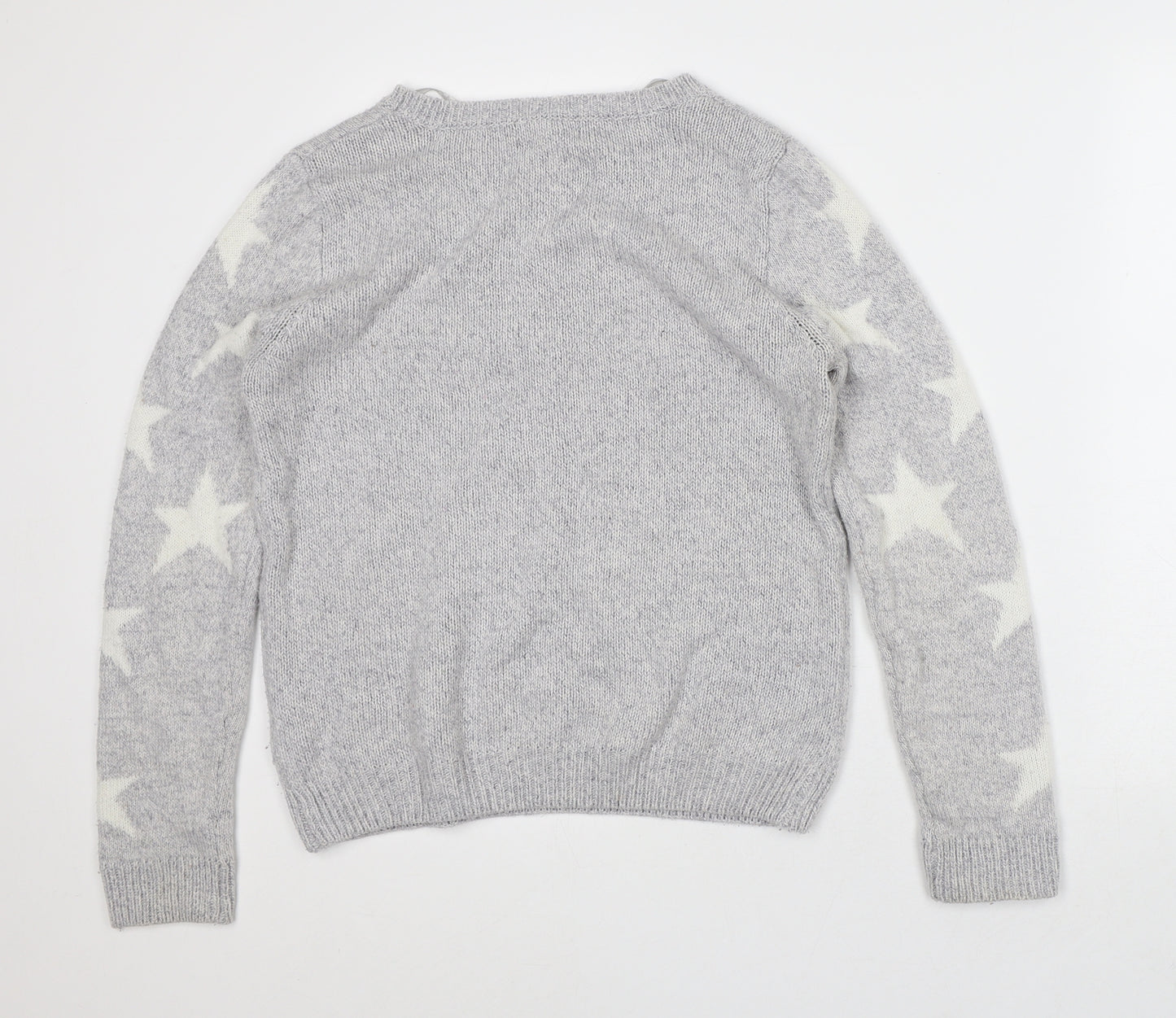 Atmosphere Womens Grey Crew Neck Geometric Acrylic Pullover Jumper Size 12