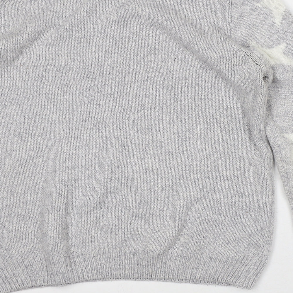 Atmosphere Womens Grey Crew Neck Geometric Acrylic Pullover Jumper Size 12