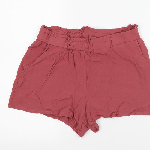 Primark Womens Red Viscose Paperbag Shorts Size 12 L4 in Regular
