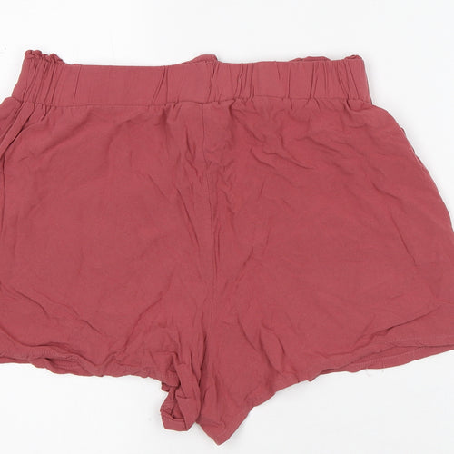 Primark Womens Red Viscose Paperbag Shorts Size 12 L4 in Regular