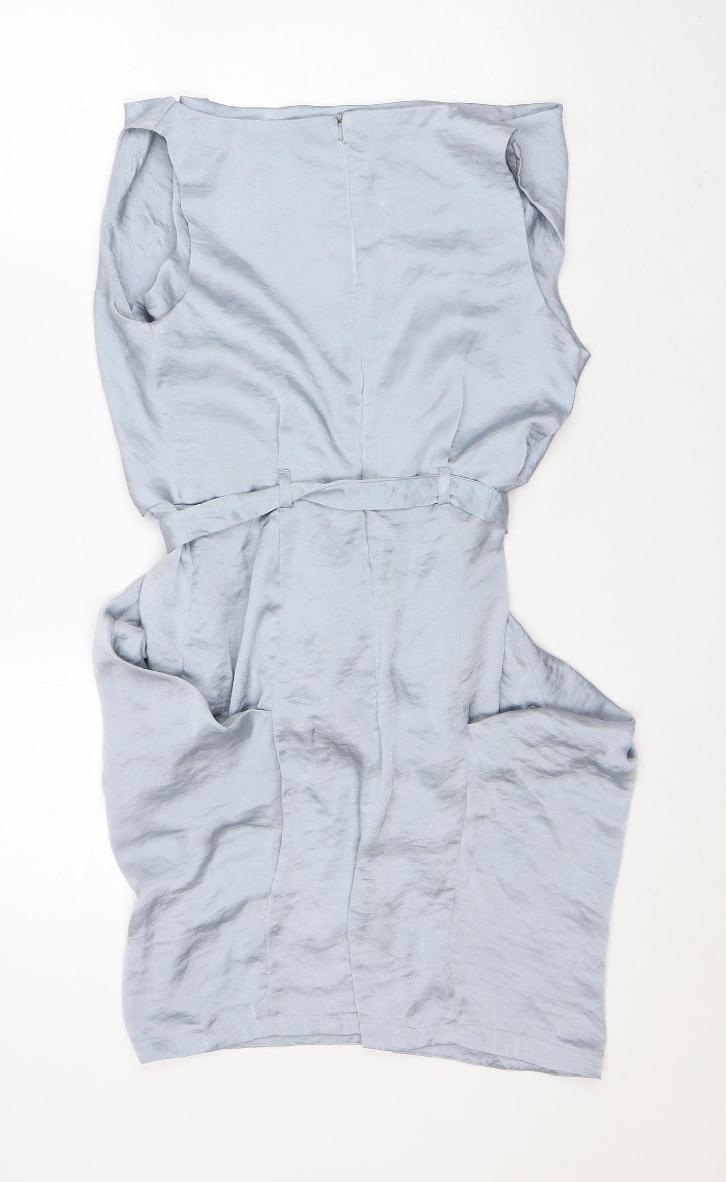 River Island Womens Blue Polyester Mini Size 10 Mock Neck Zip