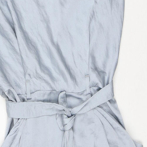 River Island Womens Blue Polyester Mini Size 10 Mock Neck Zip