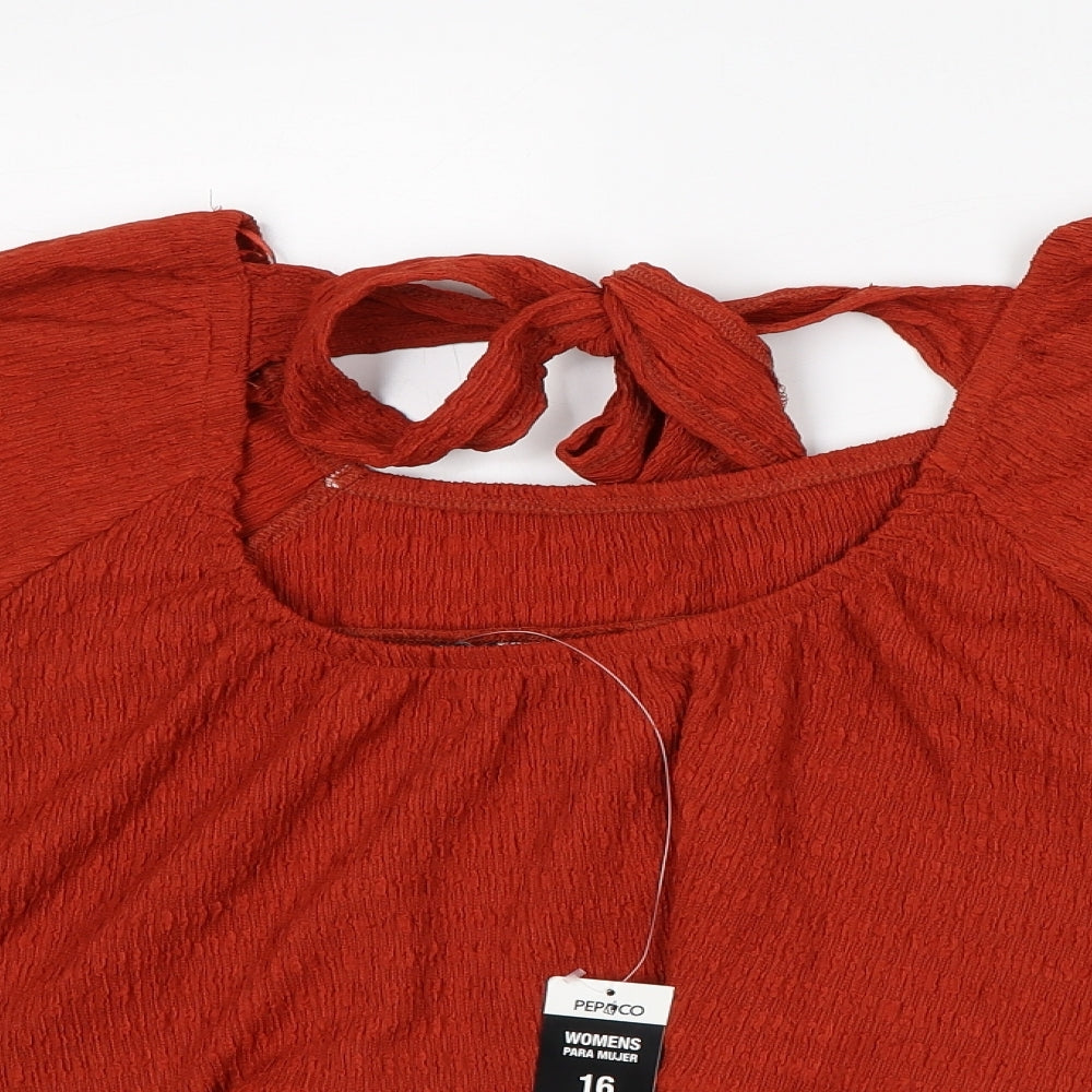 Pep & Co Womens Orange Polyester Tunic Blouse Size 16 Round Neck