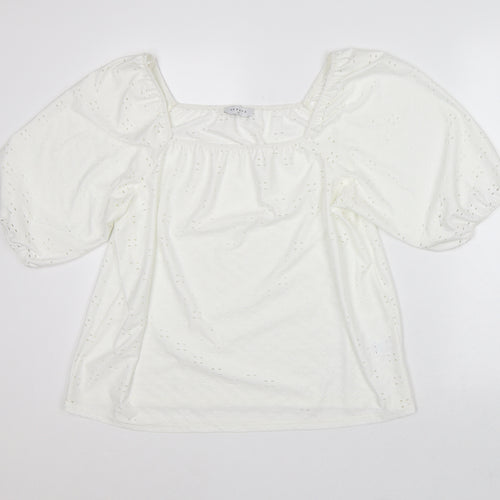 Papaya Womens White Polyester Tunic Blouse Size 16 Round Neck